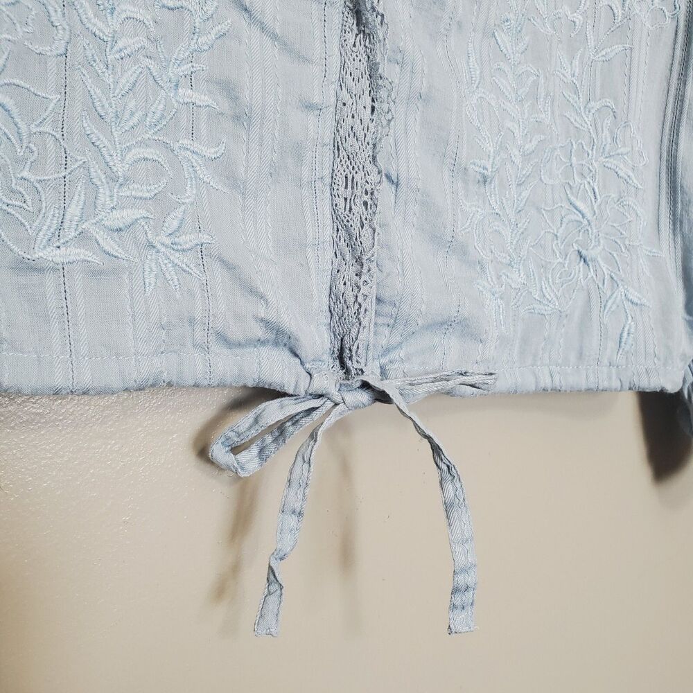 Free People Follow Your Heart Top Womens Size XS Dusty Blue Cropped Peasant - Picture 7 of 12